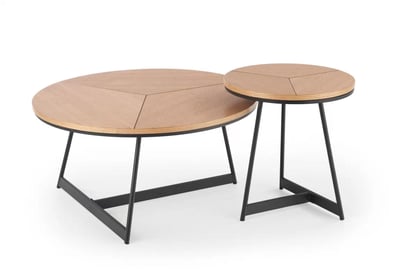 Okrúhle konferenčné stolíky Diara 80 a 45 cm - prírodný dub / čierna