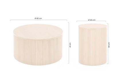 Súprava okrúhlych konferenčných stolíkov Tamis 80 a 40 cm - prírodný