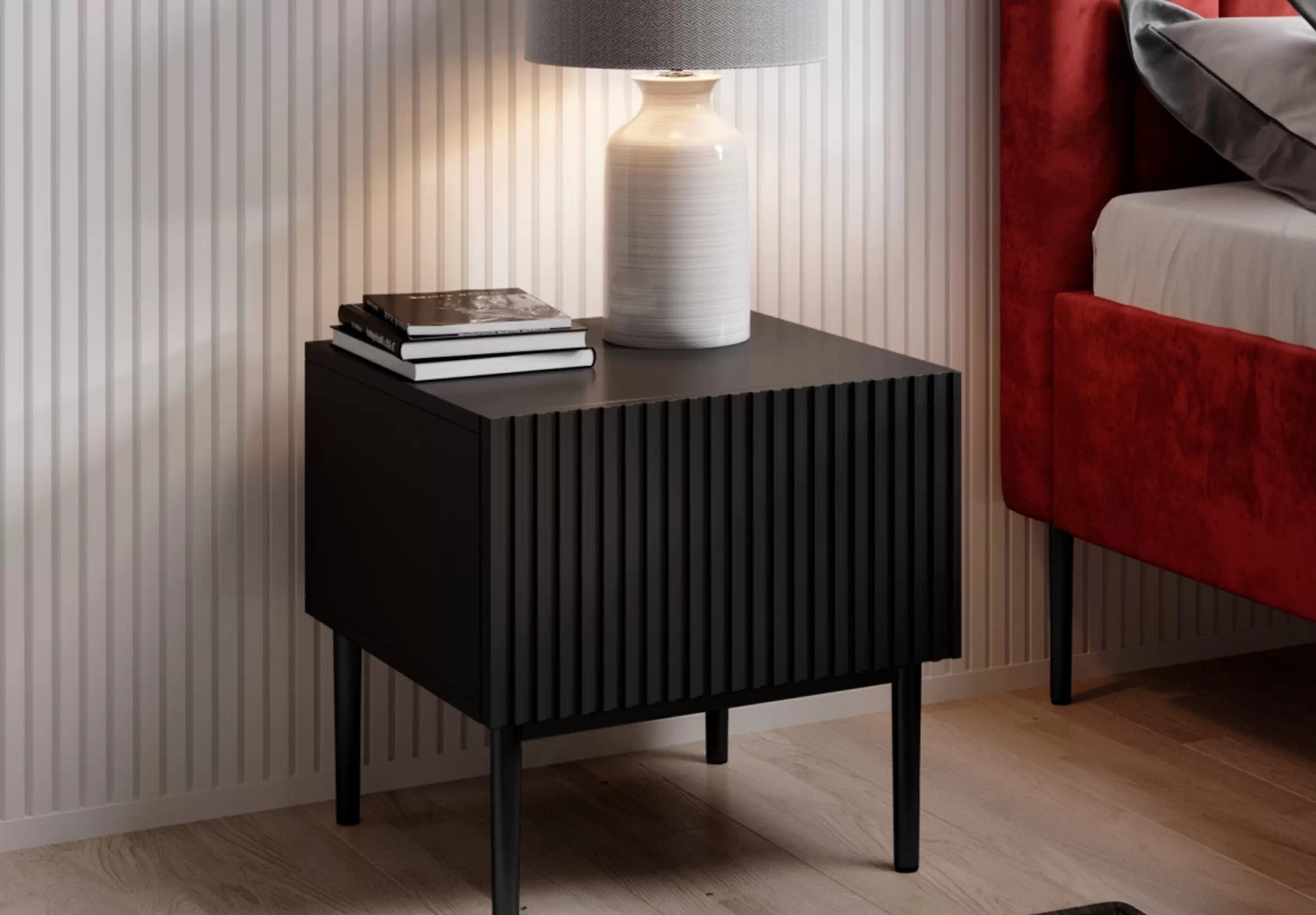 Sada nočných stolíkov Nicole 2 ks - čierna / čierna Komplet szafek nocnych Nicole 46 cm - Čierny / čierny nozki