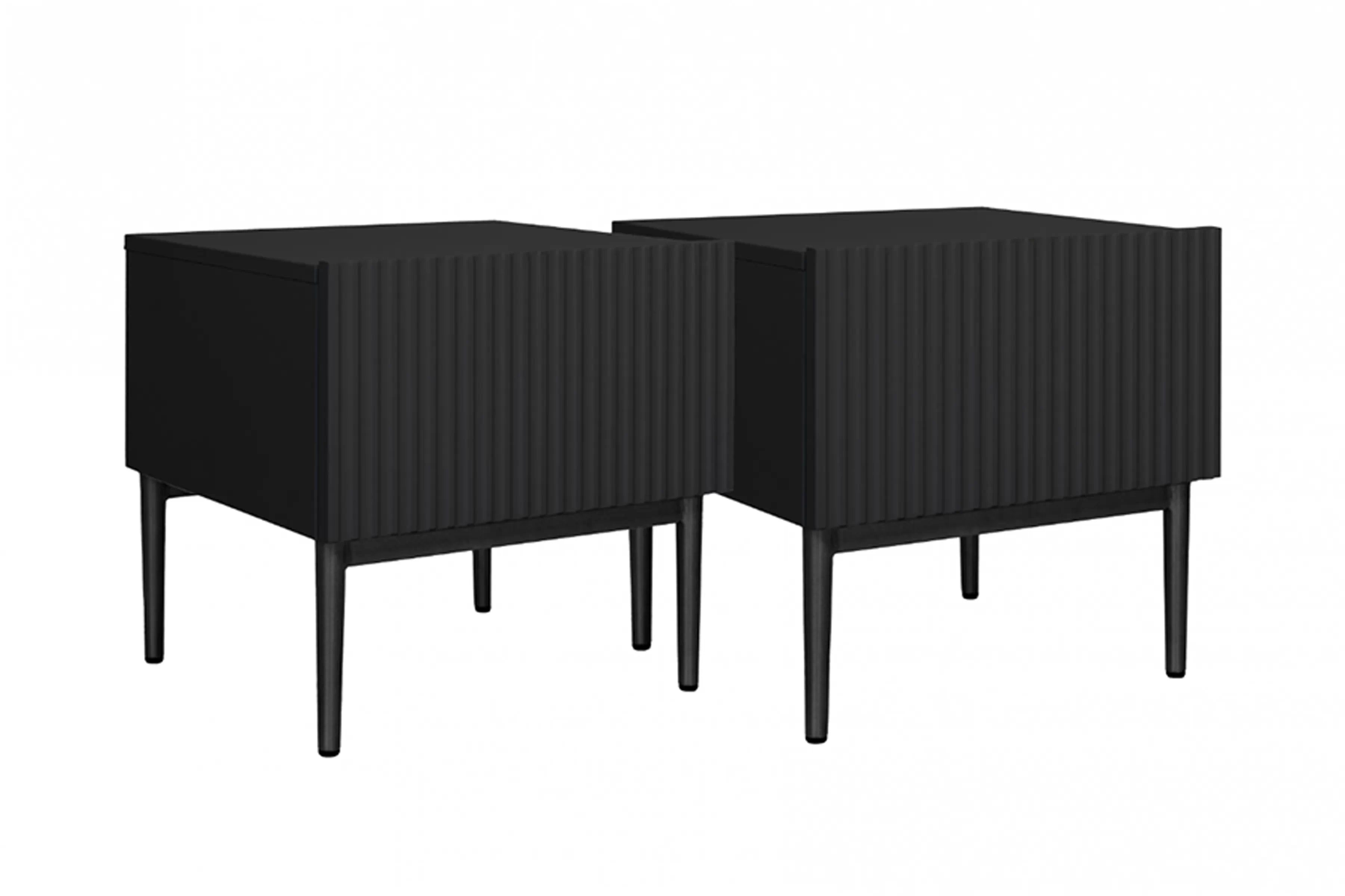 Sada nočných stolíkov Nicole 2 ks - čierna / čierna Komplet szafek nocnych Nicole 46 cm - Čierny / čierny nozki