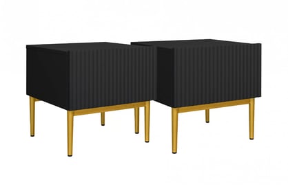 Sada nočných stolíkov Nicole 2 ks - čierna / zlatá