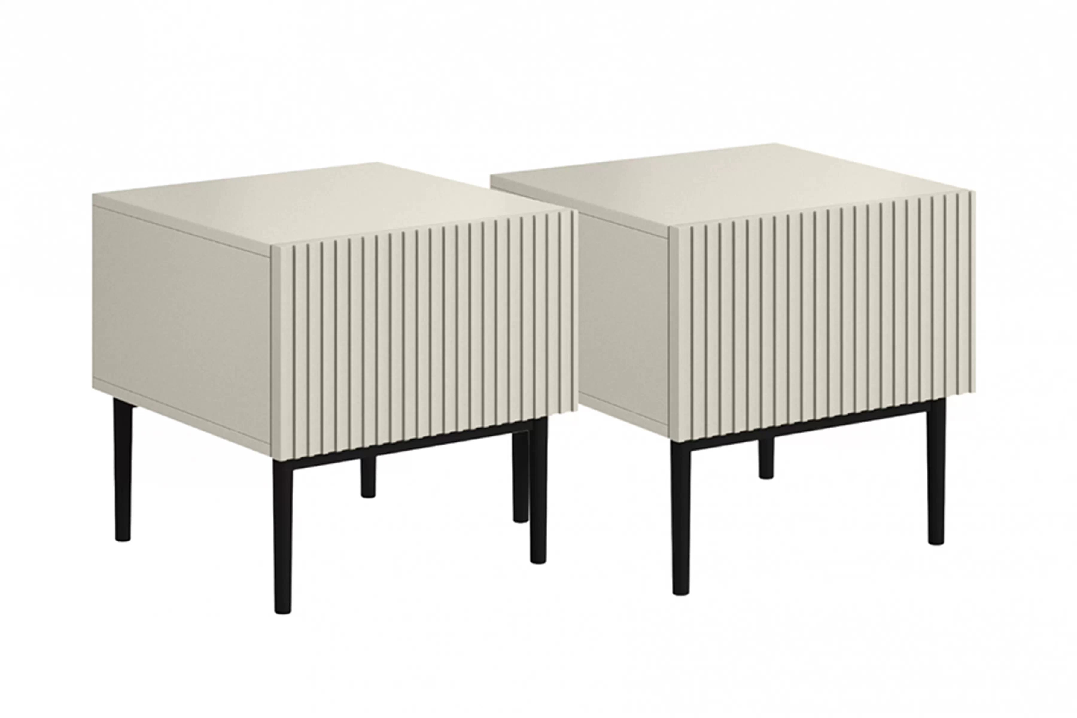 Sada nočných stolíkov Nicole 2 ks - kašmírová / čierna Komplet szafek nocnych Nicole 46 cm - kašmír / čierny nozki