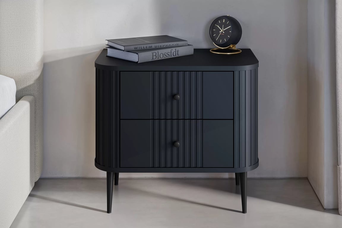 Nočné stolíky Vespera 56 cm - 2 ks - čierna / čierne nožičky Komplet szafek nocnych Vesper 56 cm - Čierny / čierny nožičky