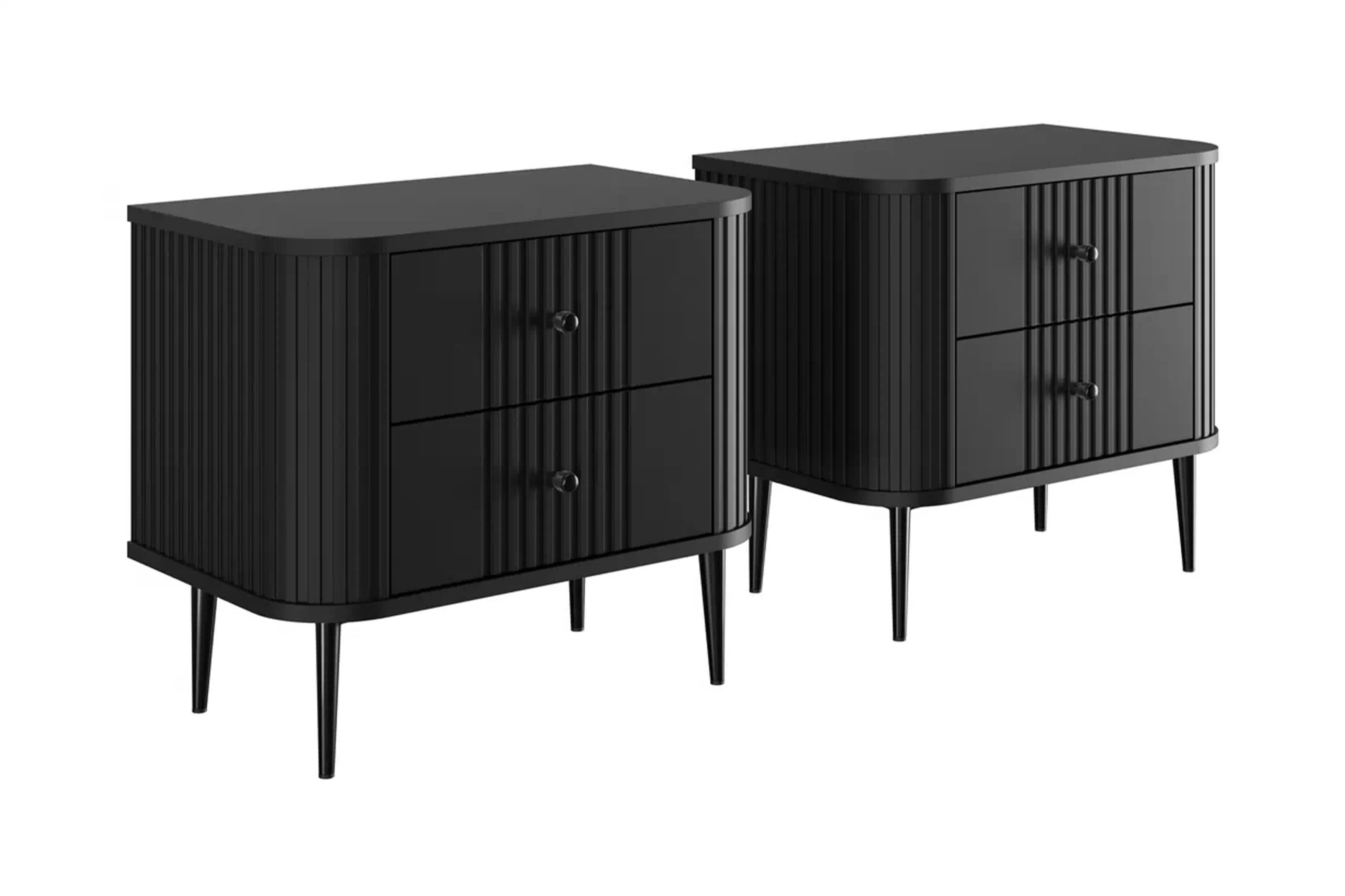 Nočné stolíky Vespera 56 cm - 2 ks - čierna / čierne nožičky Komplet szafek nocnych Vesper 56 cm - Čierny / čierny nožičky