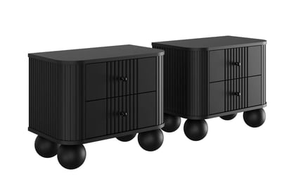 Nočné stolíky Vespera 56 cm - 2 ks - čierna / čierne nohy