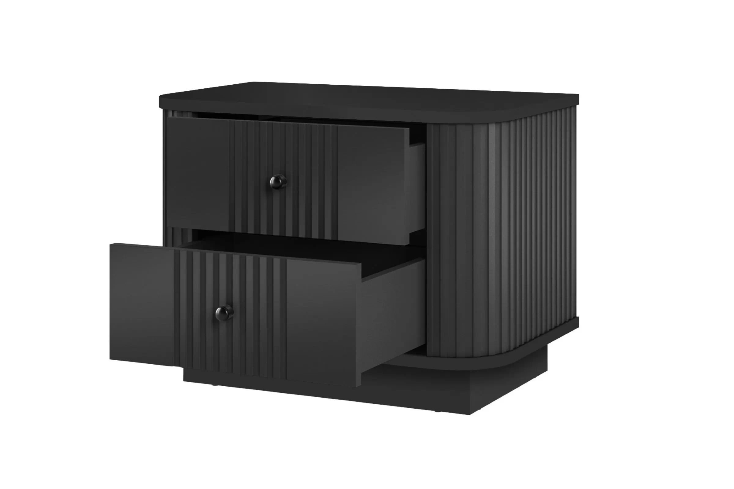 Sada nočných stolíkov Vespera 56 cm na sokli - čierna / zlatá Komplet szafek nocnych Vesper 56 cm - Čierny / čierny úchyty