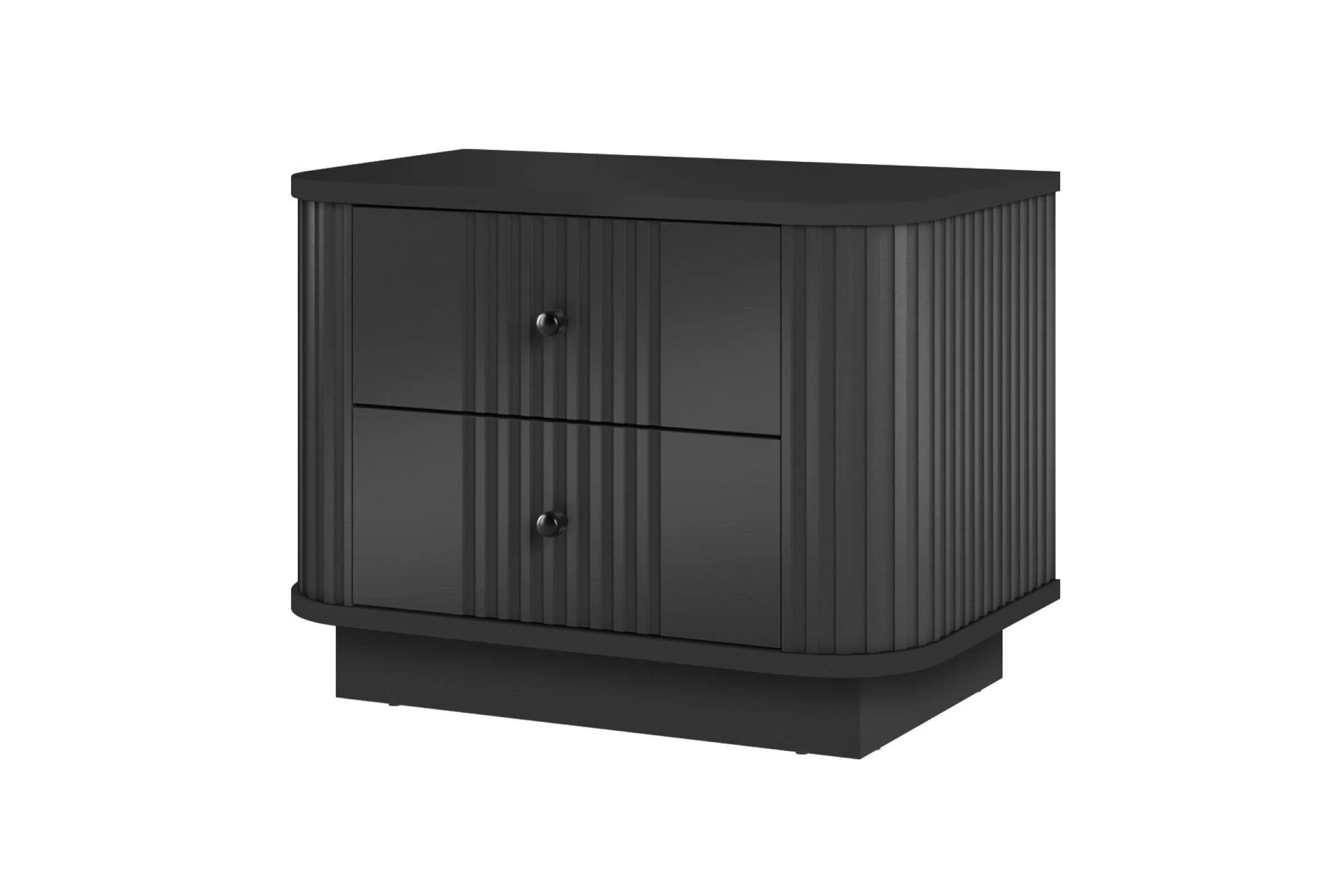 Sada nočných stolíkov Vespera 56 cm na sokli - čierna / zlatá Komplet szafek nocnych Vesper 56 cm - Čierny / čierny úchyty