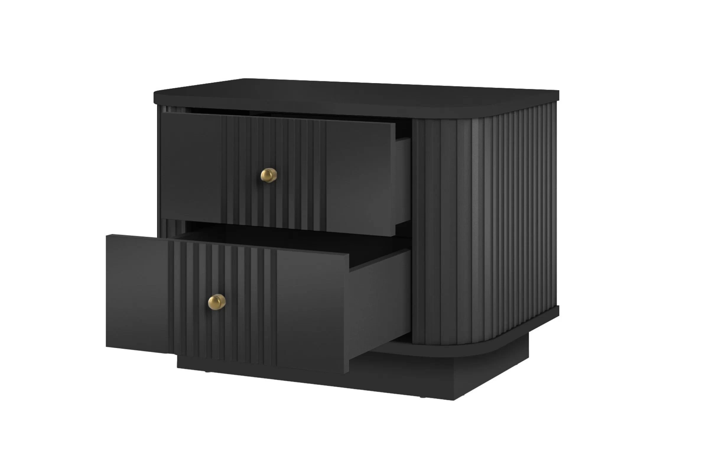 Sada nočných stolíkov Vespera 56 cm na sokli - čierna / zlatá Komplet szafek nocnych Vesper 56 cm - Čierny / zlote úchyty