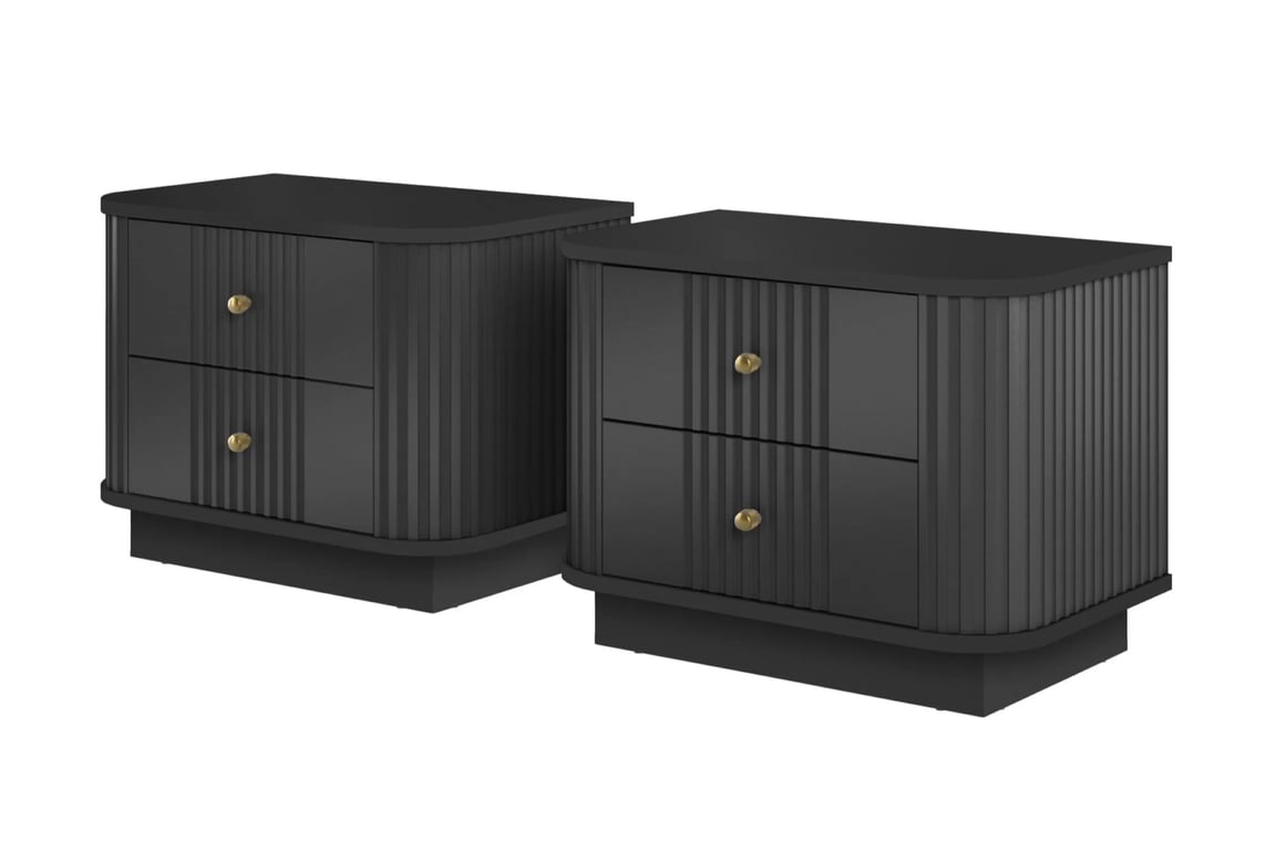Komplet szafek nocnych Vesper 56 cm - Čierny / zlote úchyty Komplet szafek nocnych Vesper 56 cm - Čierny / zlote úchyty