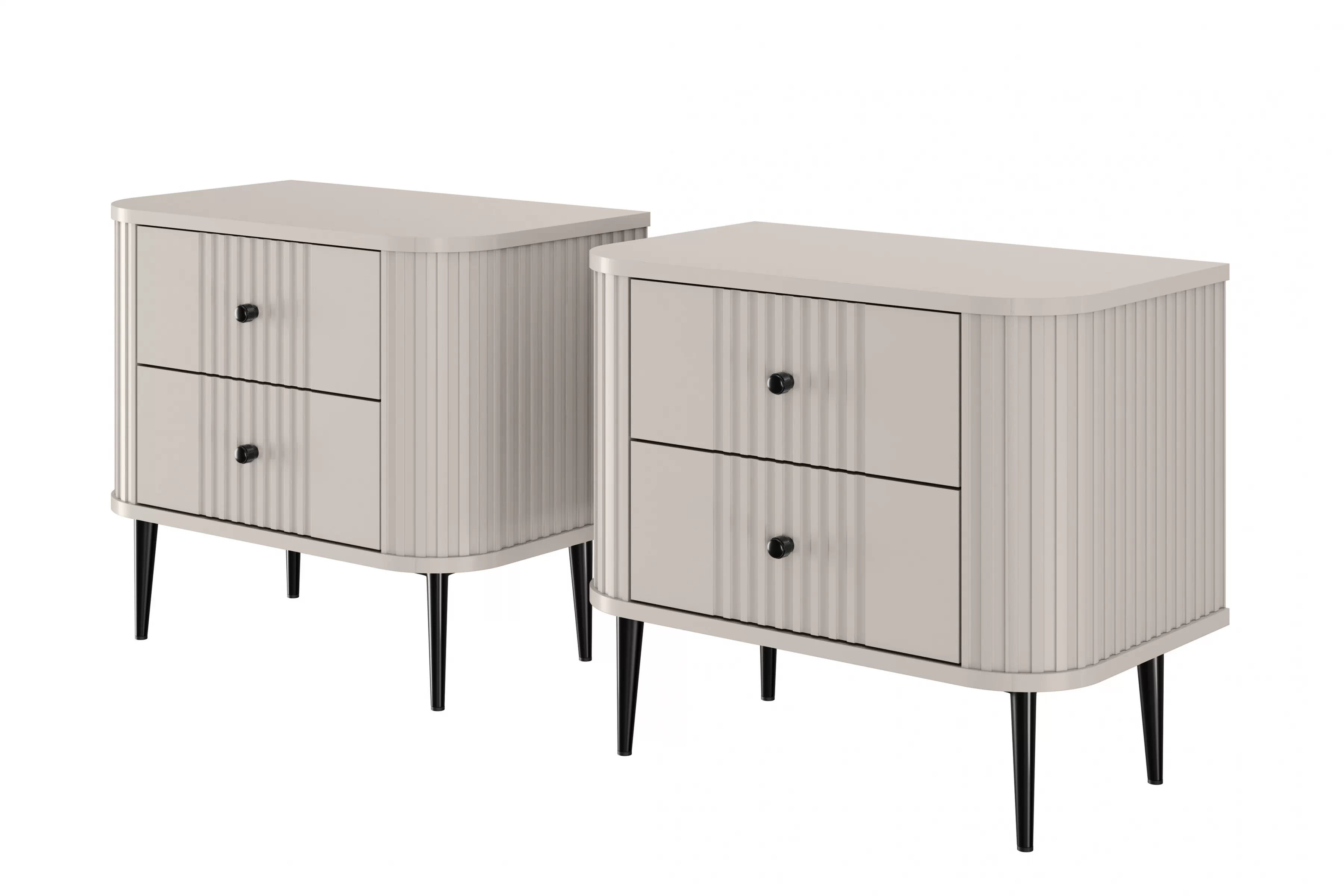 Nočné stolíky Vespera 56 cm - 2 ks - kašmírová / čierne nožičky Komplet szafek nocnych Vesper 56 cm - kašmír / čierny nožičky