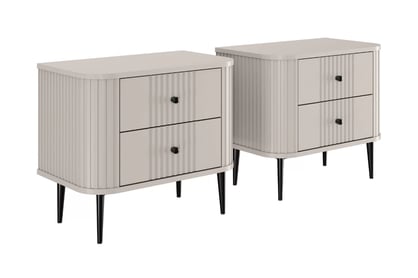 Nočné stolíky Vespera 56 cm - 2 ks - kašmírová / čierne nožičky