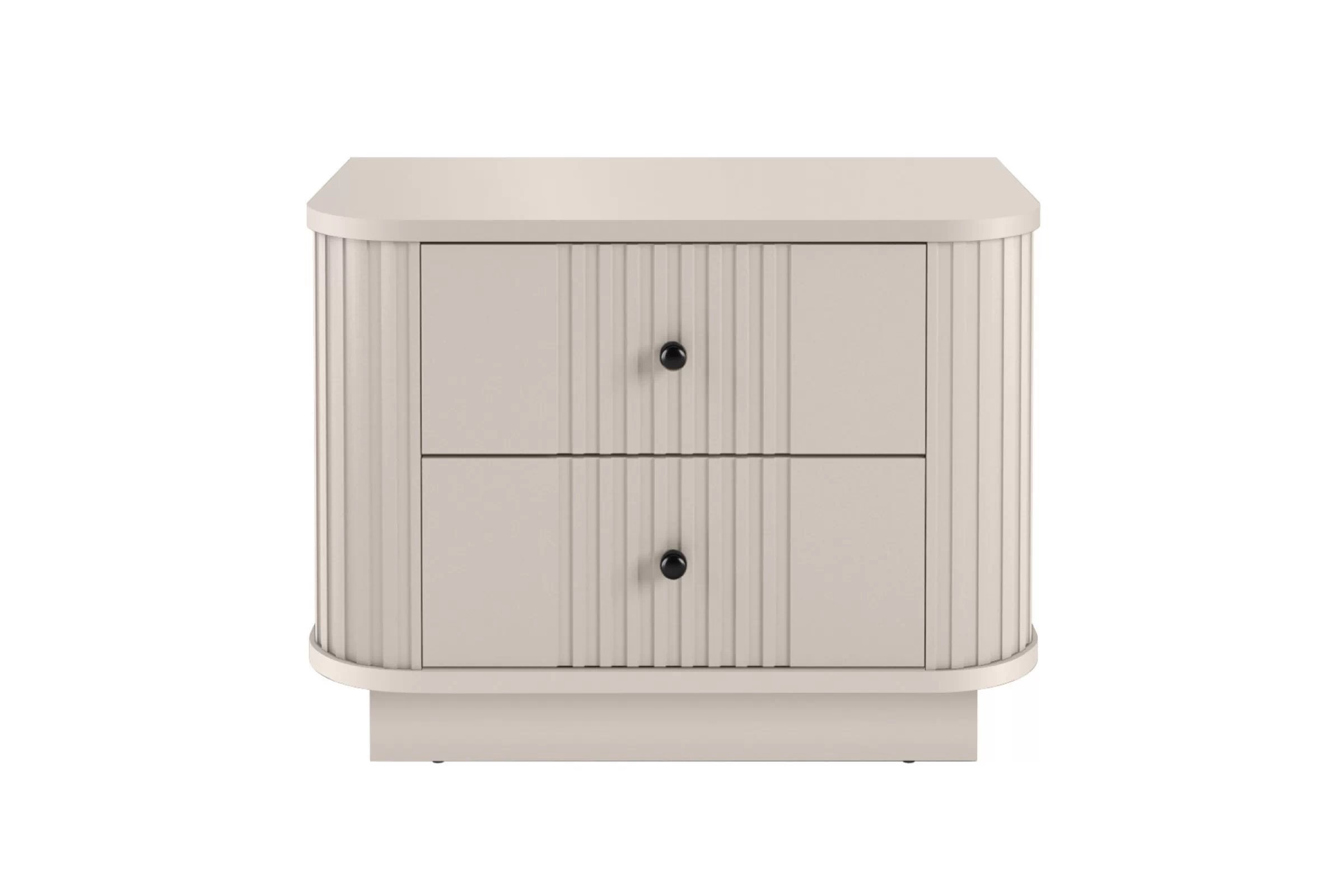 Sada nočných stolíkov Vespera 56 cm na sokli - kašmírová / čierna Komplet szafek nocnych Vesper 56 cm - kašmír / čierny úchyty