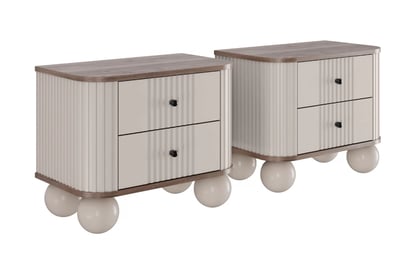 Nočné stolíky Vespera 56 cm - 2 ks - kašmírová / orech / čierna / kašmírové nohy