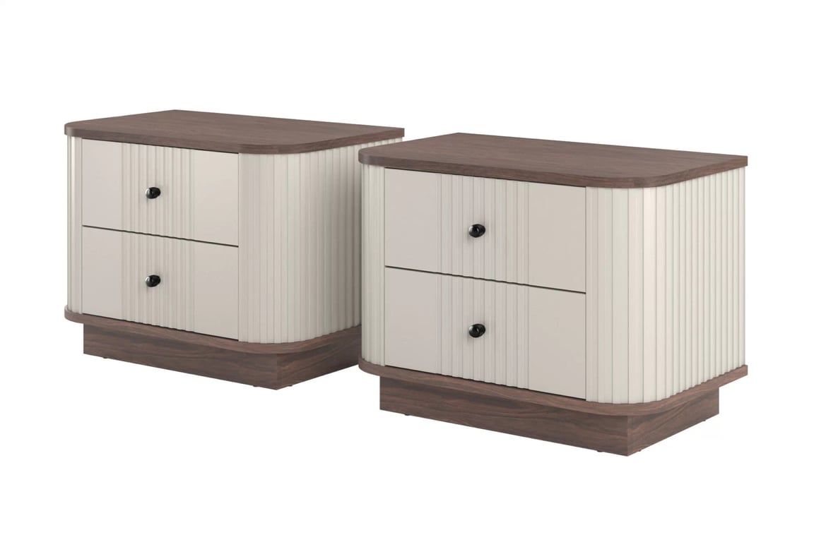 Komplet szafek nocnych Vesper 56 cm - kašmír / Orech / čierny úchyty Komplet szafek nocnych Vesper 56 cm - kašmír / Orech / čierny úchyty