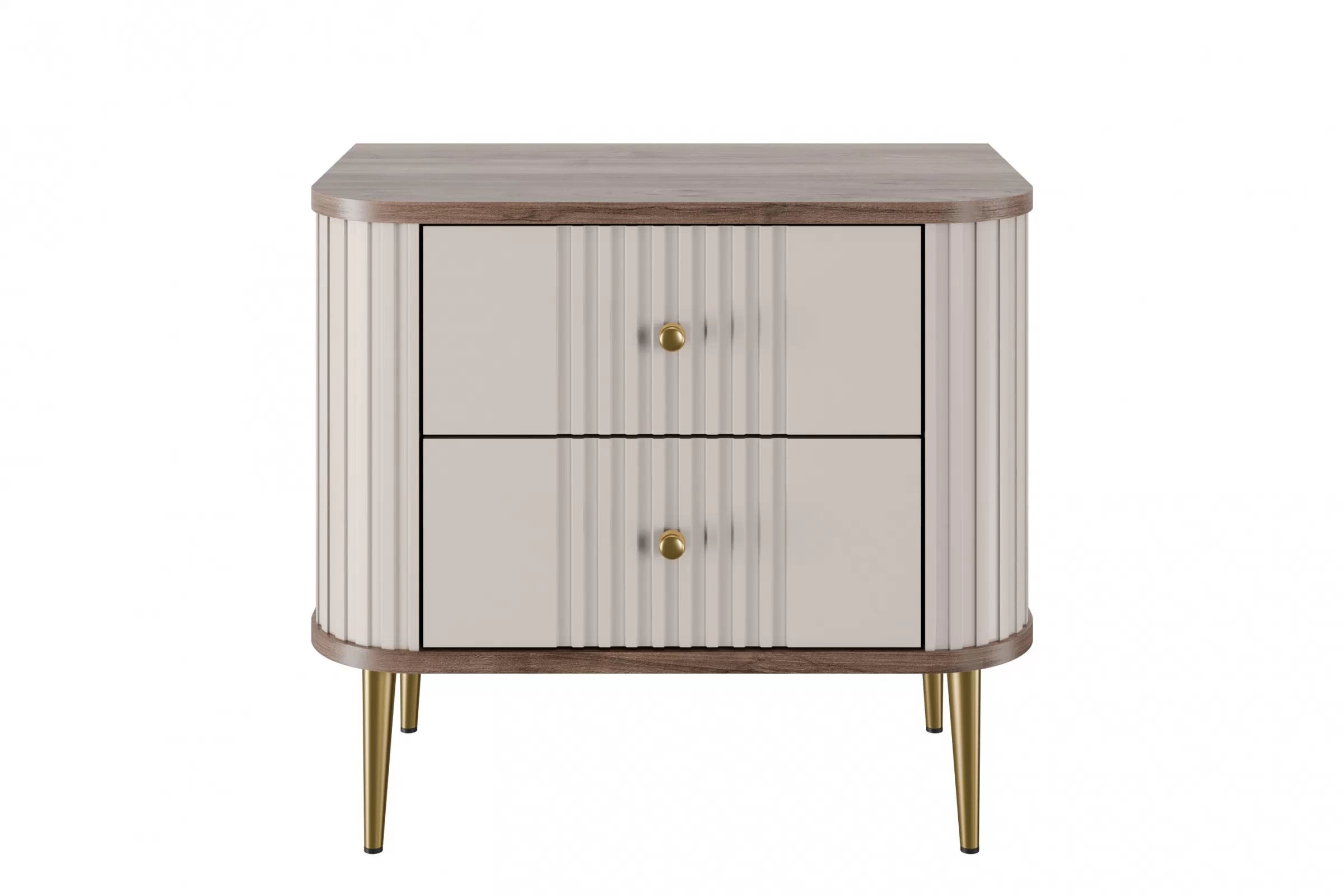 Nočné stolíky Vespera 56 cm - 2 ks - kašmírová / orech / zlatá Komplet szafek nocnych Vesper 56 cm - kašmír / Orech / zlote nožičky