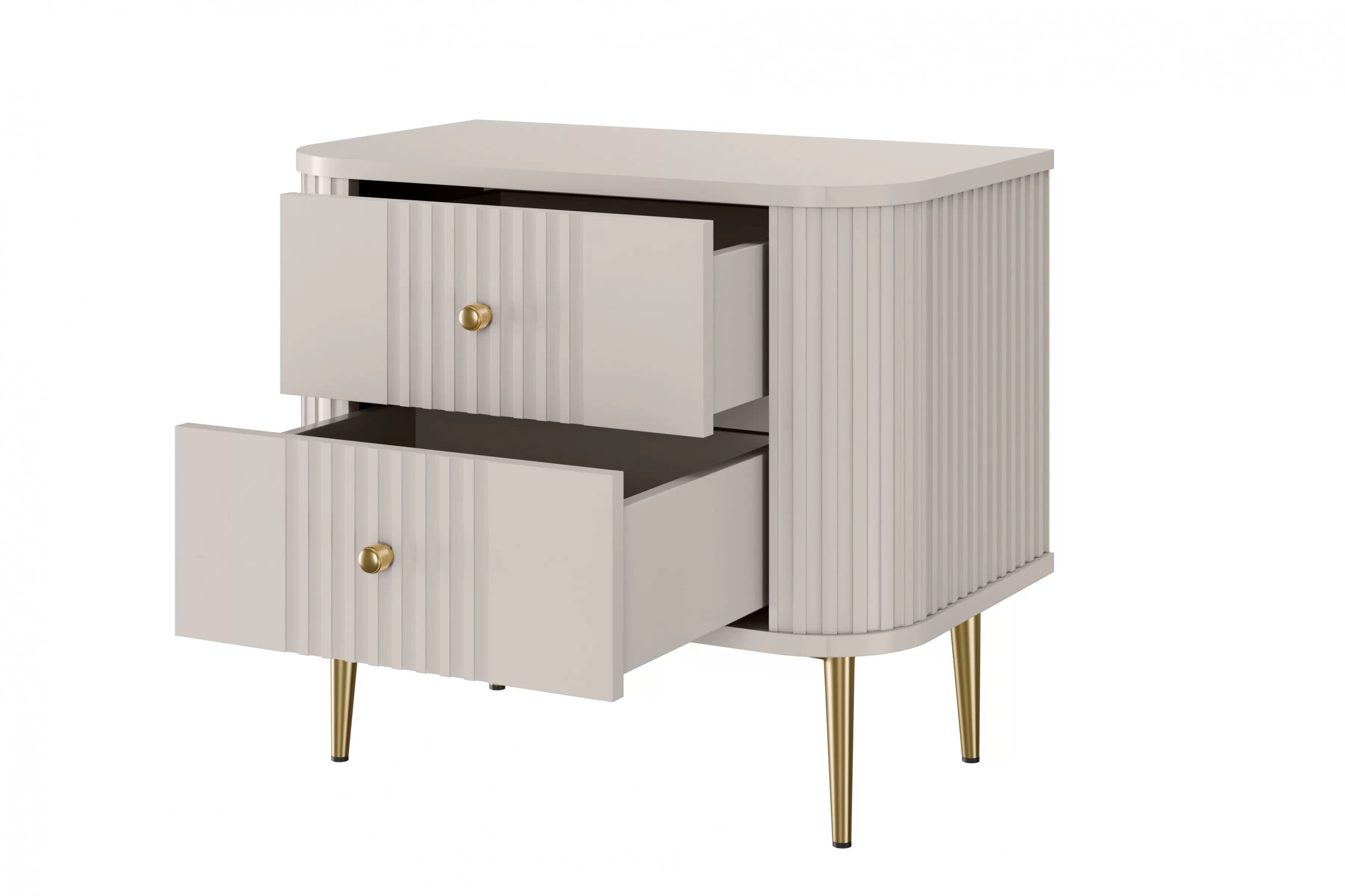 Nočné stolíky Vespera 56 cm - 2 ks - kašmírová / zlatá Komplet szafek nocnych Vesper 56 cm - kašmír / zlote nožičky