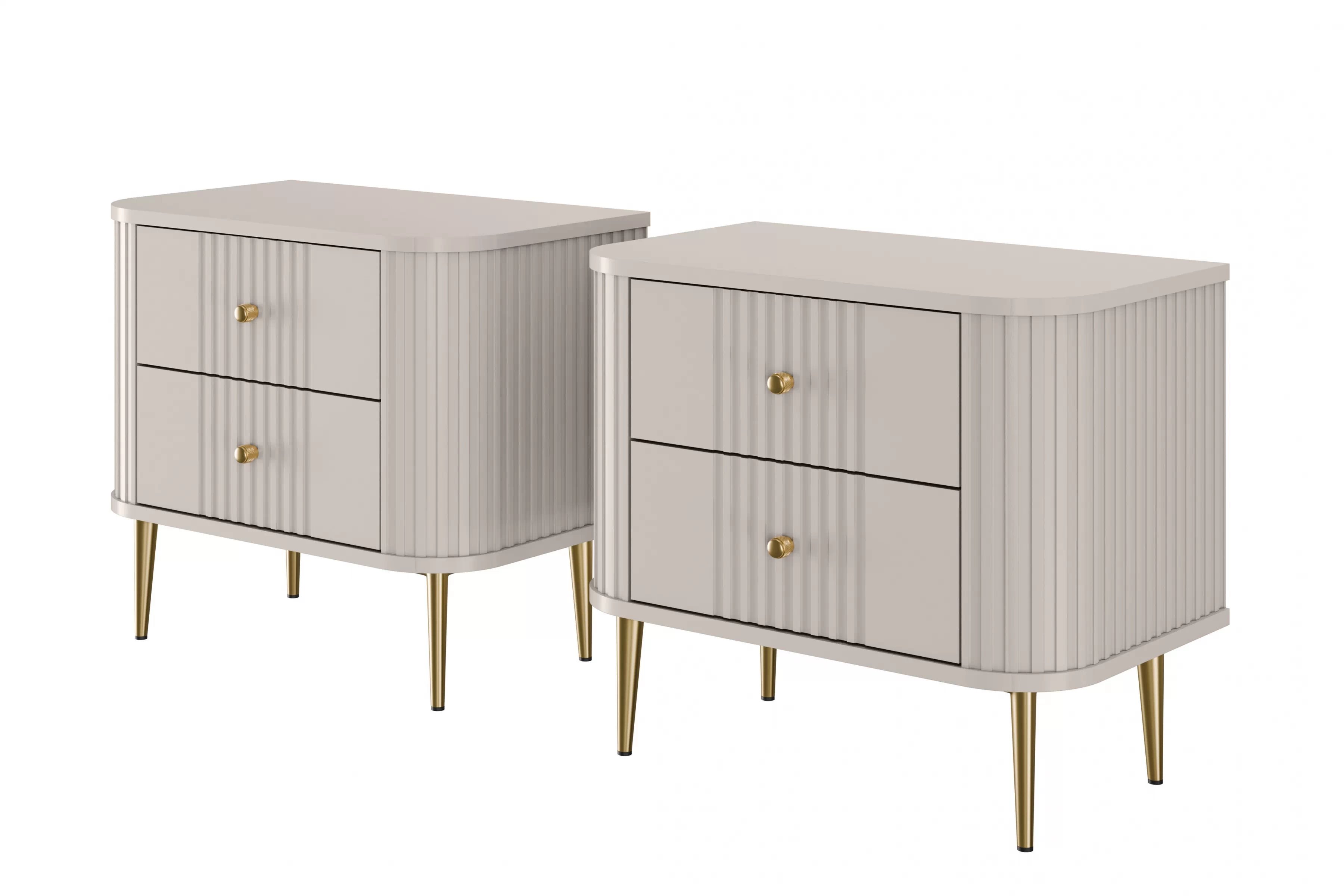 Nočné stolíky Vespera 56 cm - 2 ks - kašmírová / zlatá Komplet szafek nocnych Vesper 56 cm - kašmír / zlote nožičky