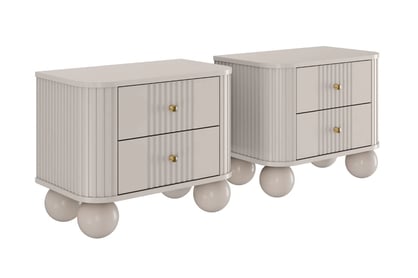 Set nočních stolků Vesper 56 cm - kašmírová / zlaté úchytky / kulaté kašmírové nohy