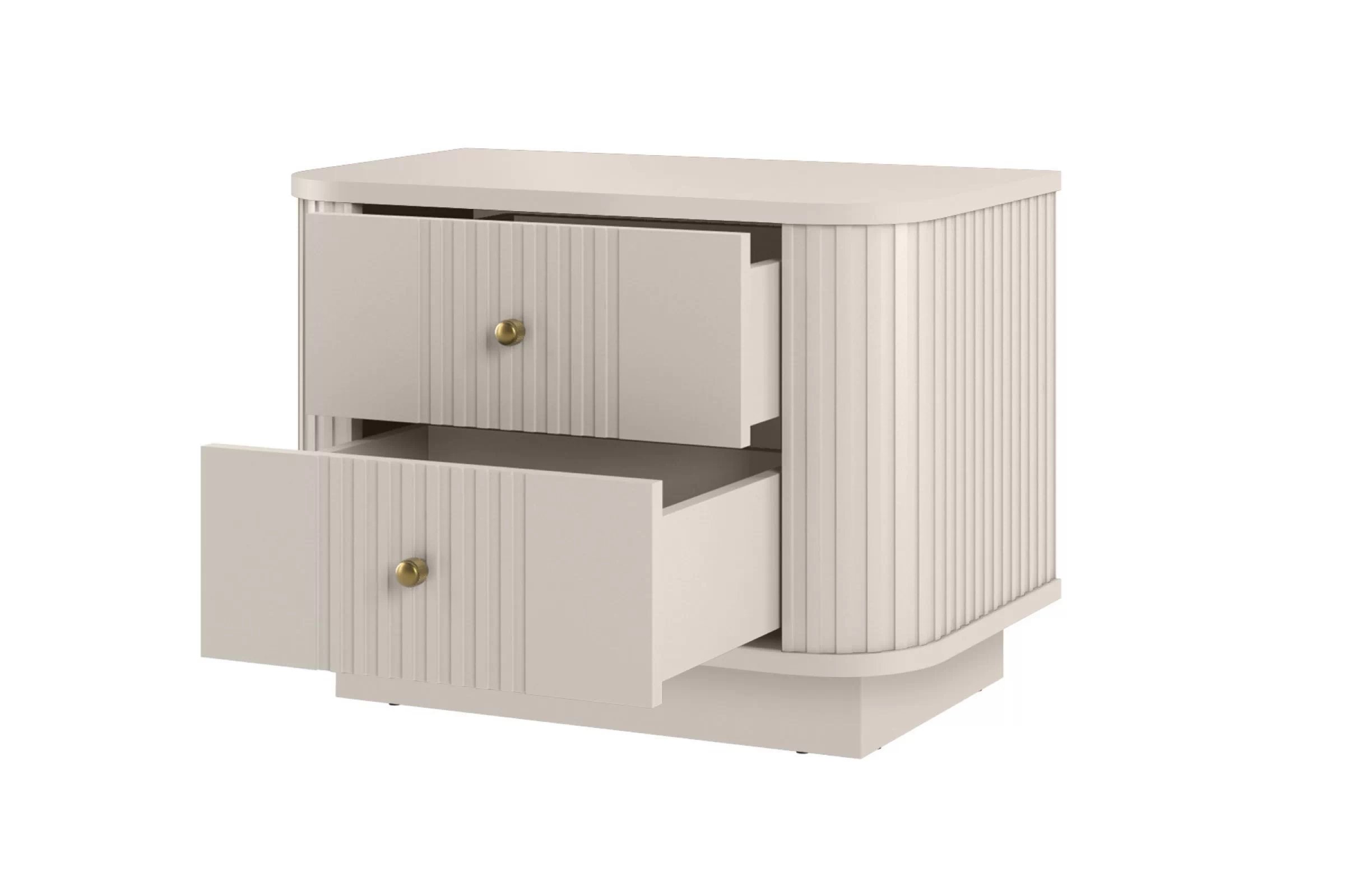 Sada nočných stolíkov Vespera 56 cm na sokli - kašmírová / zlatá Komplet szafek nocnych Vesper 56 cm - kašmír / zlote úchyty