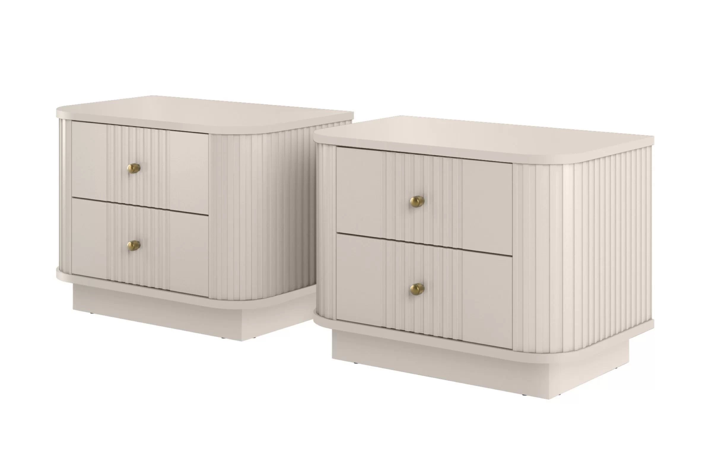 Sada nočných stolíkov Vespera 56 cm na sokli - kašmírová / zlatá Komplet szafek nocnych Vesper 56 cm - kašmír / zlote úchyty