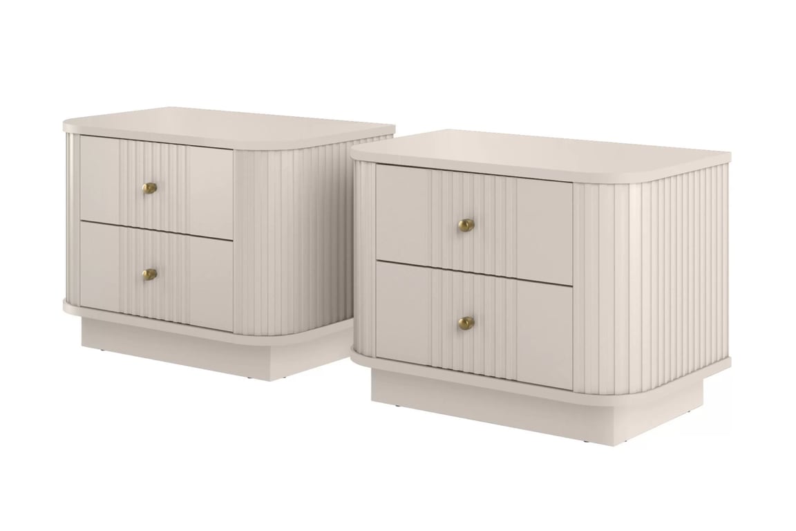 Sada nočních stolků Vesper 56 cm - kašmír / zlaté úchyty Komplet szafek nocnych Vesper 56 cm - kašmír / zlote Úchytky