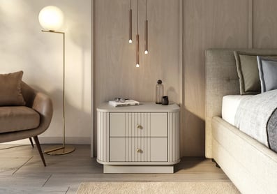 Sada nočných stolíkov Vespera 56 cm na sokli - kašmírová / zlatá Komplet szafek nocnych Vesper 56 cm na  cokole - kašmír / zlote úchyty