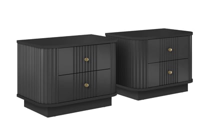 Sada nočných stolíkov Vespera 56 cm na sokli - čierna / zlatá