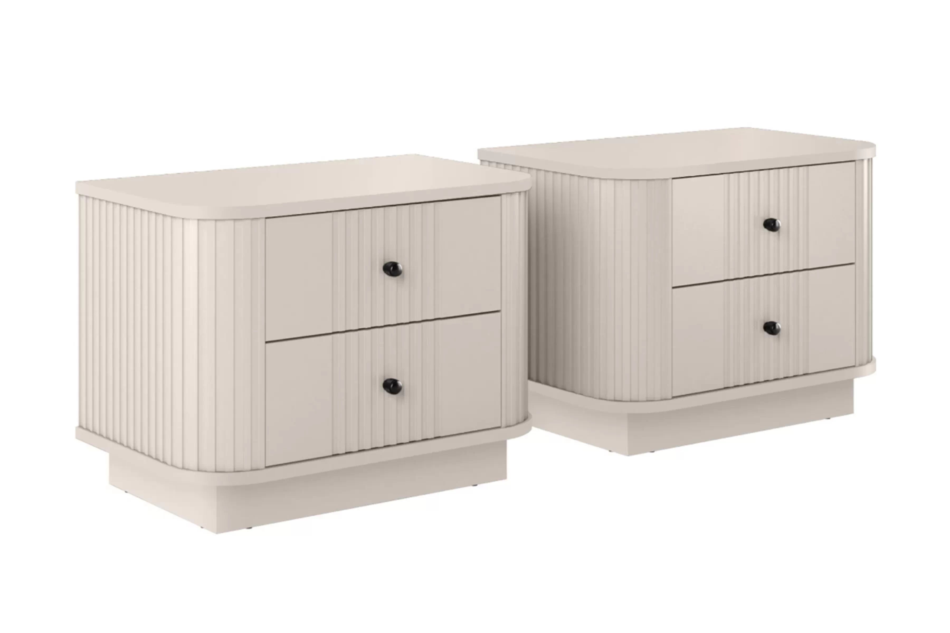 Sada nočných stolíkov Vespera 56 cm na sokli - kašmírová / čierna Komplet szafek nocnych Vesper 56 cm na sokelu - kašmír / čierny úchyty