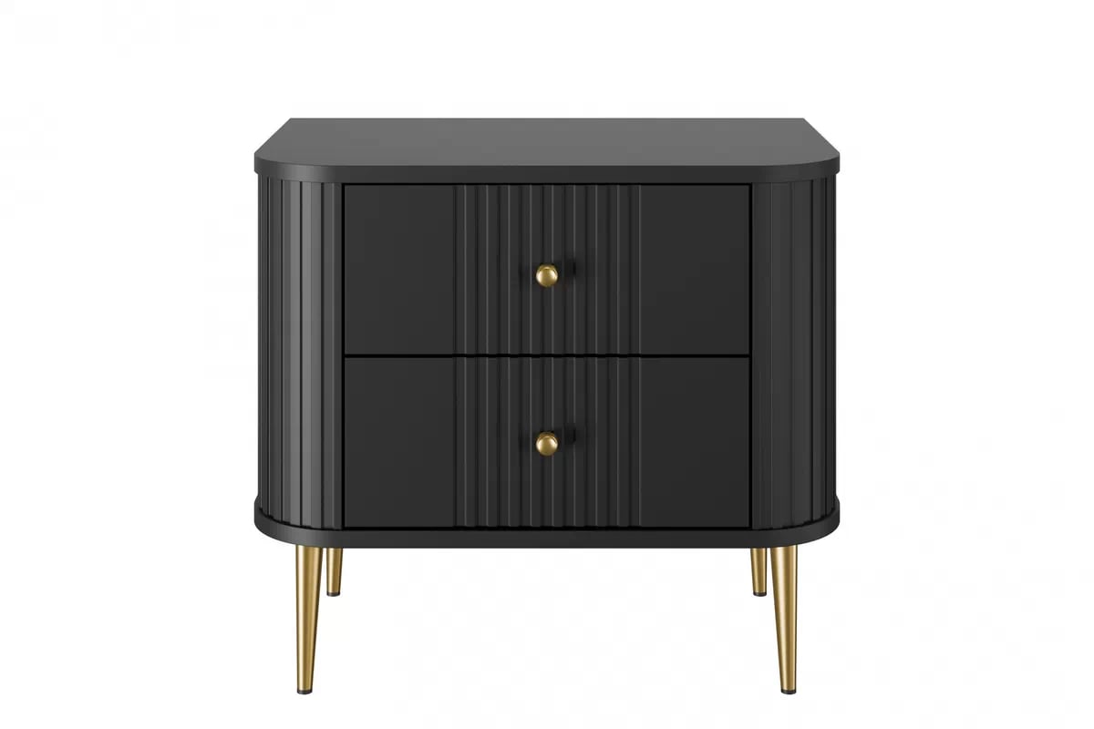 Nočné stolíky Vespera 56 cm - 2 ks - čierna / zlatá Komplet szafek nocnych Vespera 56 cm - Čierny / zlote nožičky