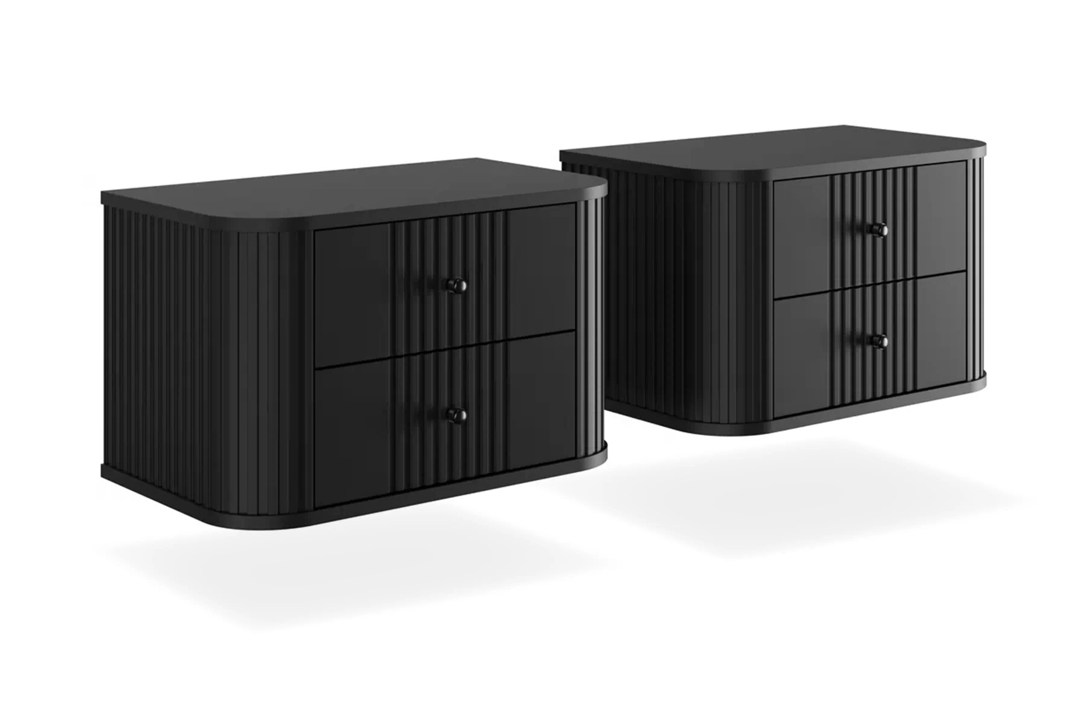 Nočné stolíky na stenu Vespera 56 cm - 2 ks - čierna Komplet szafek nocnych wiszacych Vesper 56 cm - Čierny / čierny úchyty