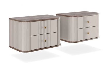 Nočné stolíky na stenu Vespera 56 cm - 2 ks - kašmírová / orech / zlatá