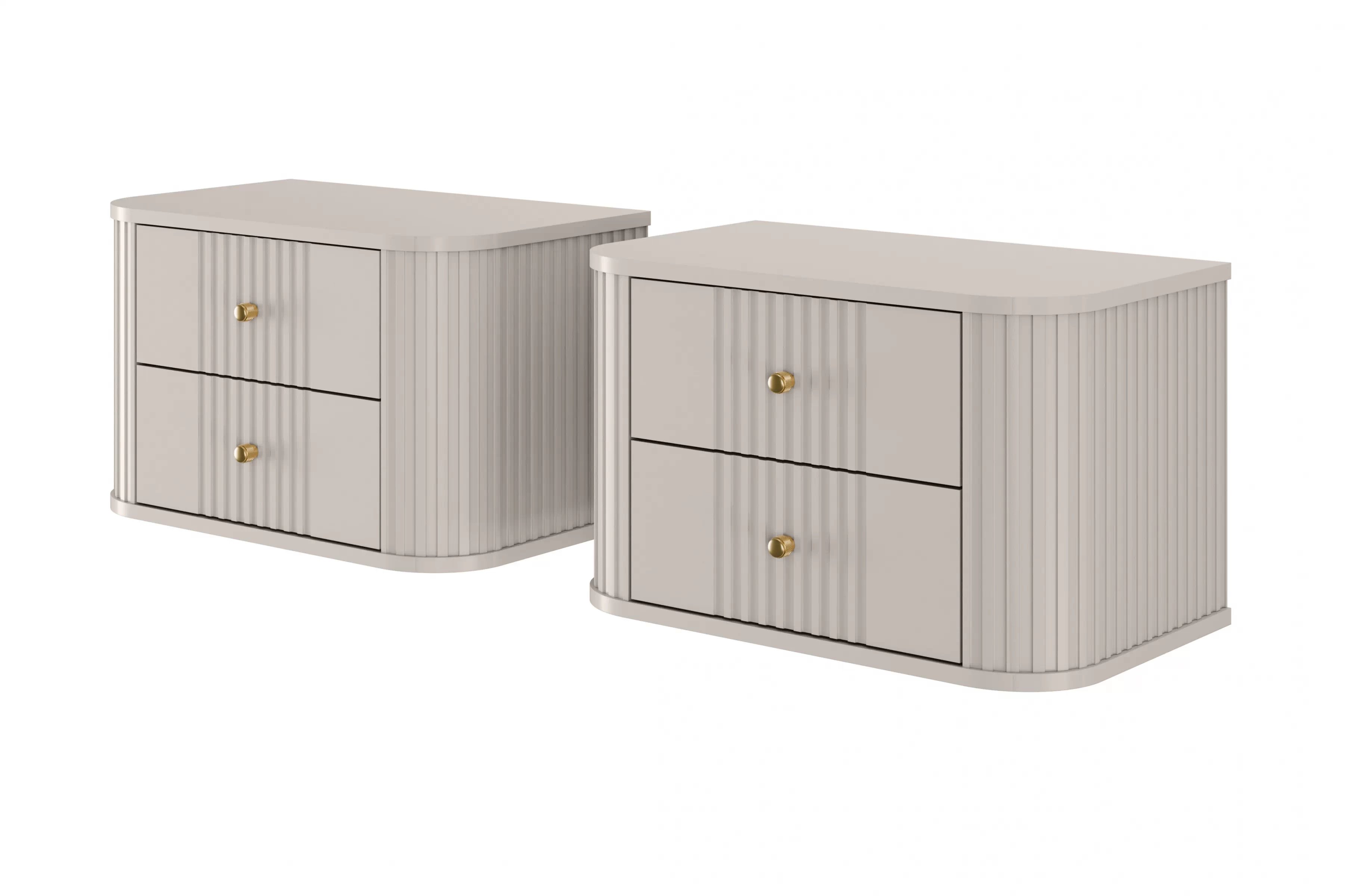 Nočné stolíky na stenu Vespera 56 cm - 2 ks - kašmírová / zlatá Komplet szafek nocnych wiszacych Vesper 56 cm - kašmír / zlote úchyty