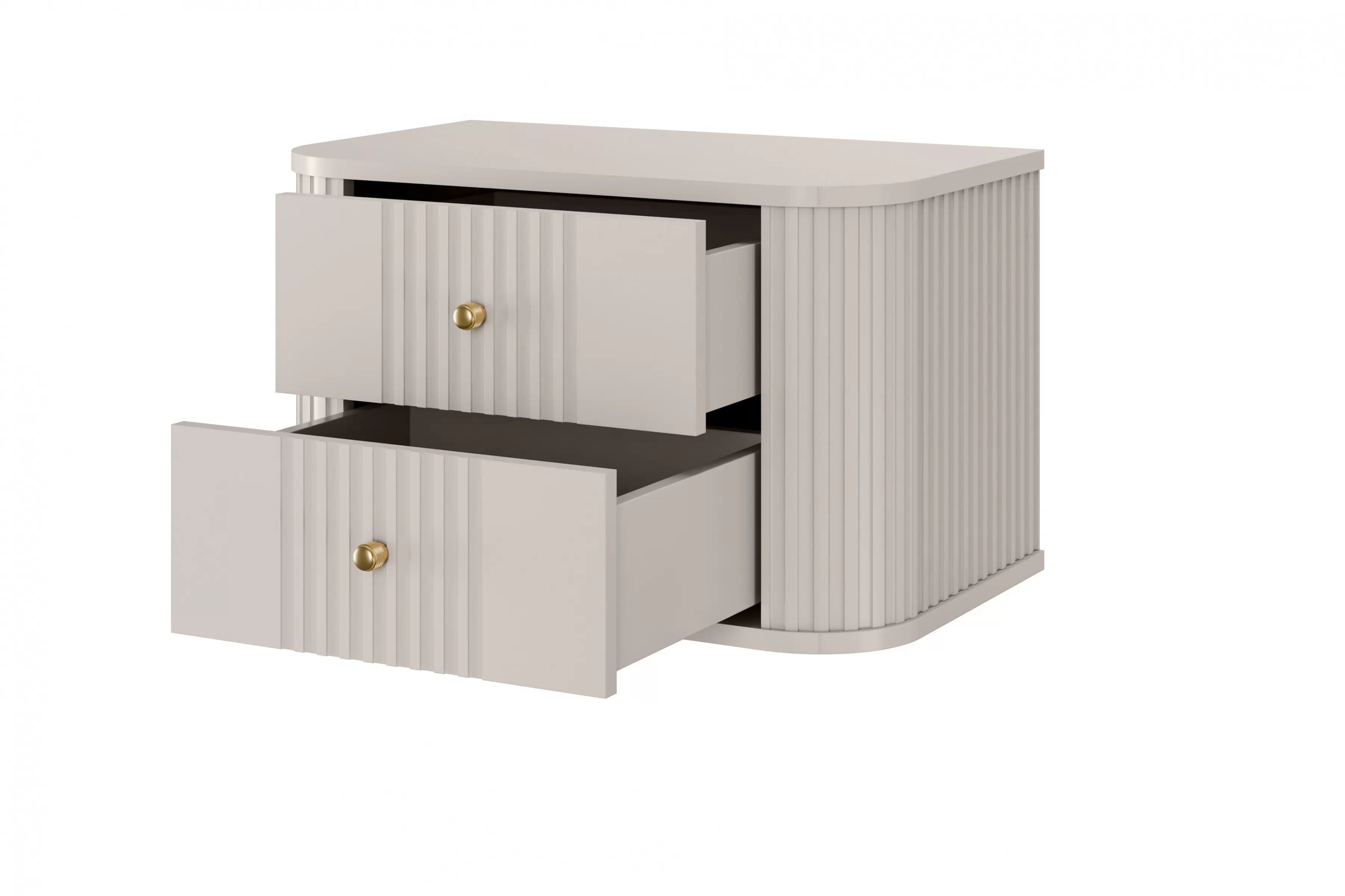 Nočné stolíky na stenu Vespera 56 cm - 2 ks - kašmírová / zlatá Komplet szafek nocnych wiszacych Vesper 56 cm - kašmír / zlote úchyty