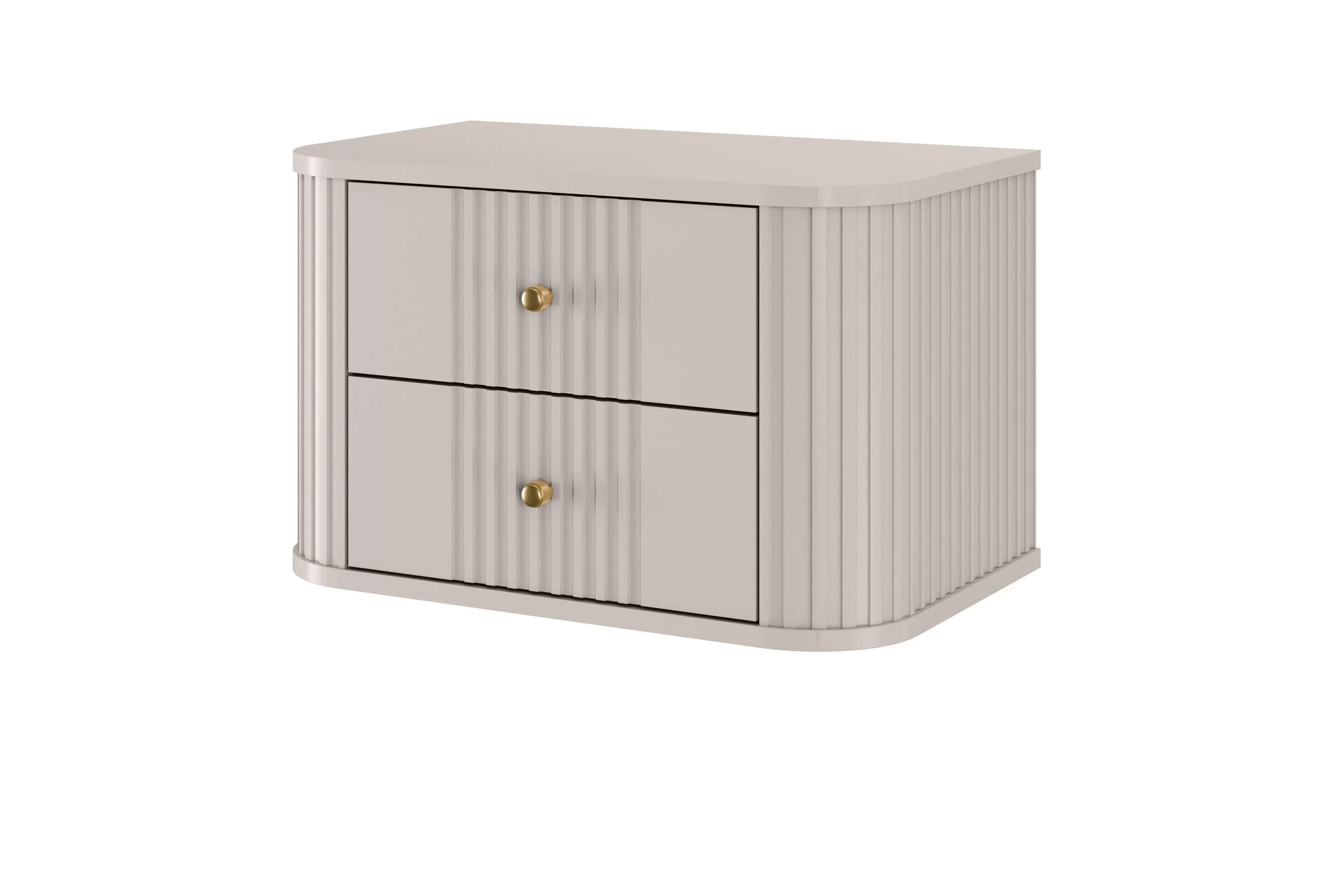 Nočné stolíky na stenu Vespera 56 cm - 2 ks - kašmírová / zlatá Komplet szafek nocnych wiszacych Vesper 56 cm - kašmír / zlote úchyty