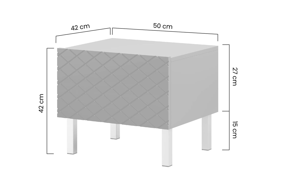 Sada 2 nočních stolků Scalia II 50 cm 1SZ - bílý mat / černé nohy - Omezená nabídka Komplet Noční stolek stolek Scalia II 50 1SZ 2 ks - bílý mat / černá Nohy