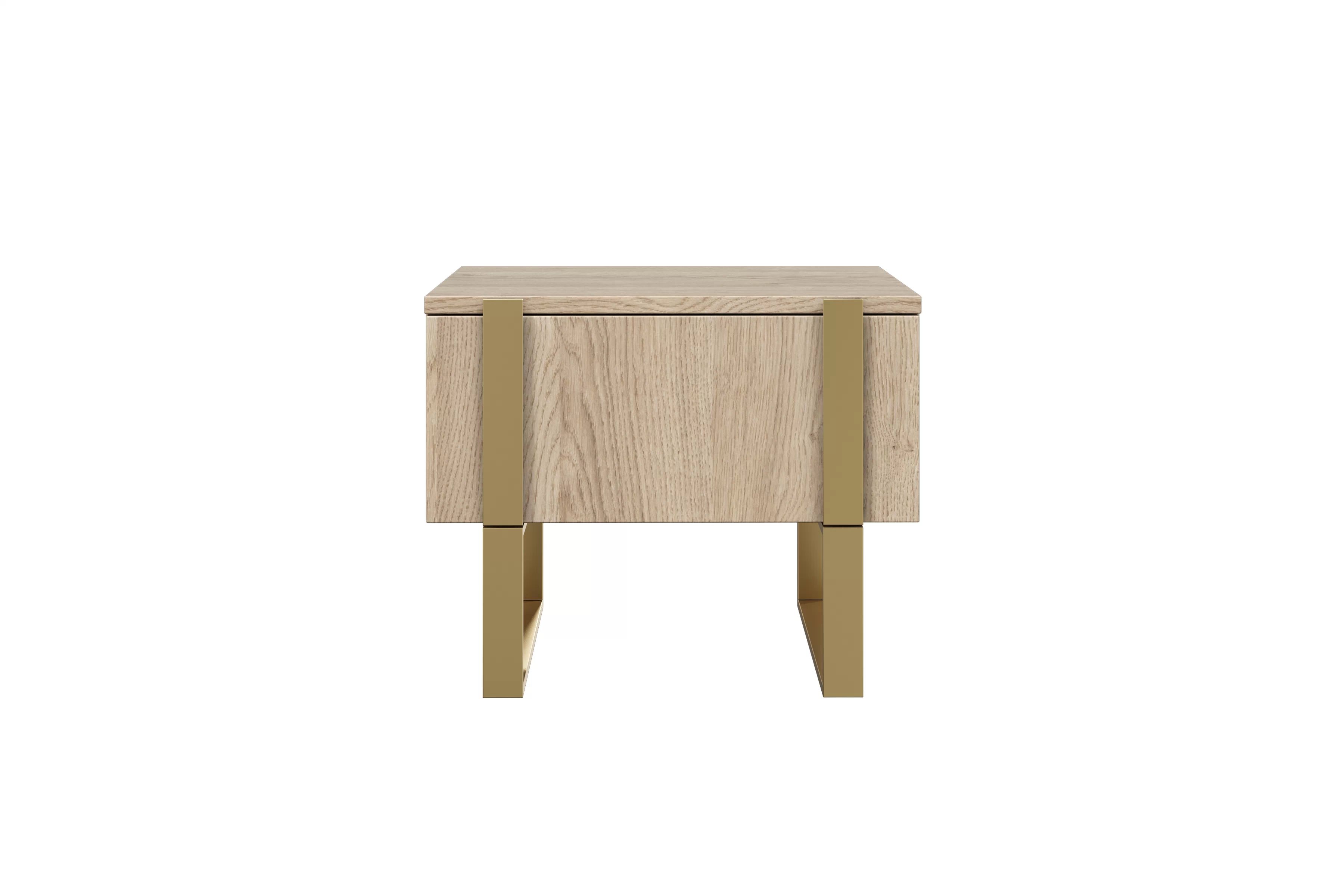 Komplet Nočný Stolík Stolík Verica so zásuvkami na kovových nohách - Dub biszkoptowy / zlote nozki Komplet Nočný Stolík Stolík Verica so zásuvkami na kovových nohách - Dub biszkoptowy / zlote nozki