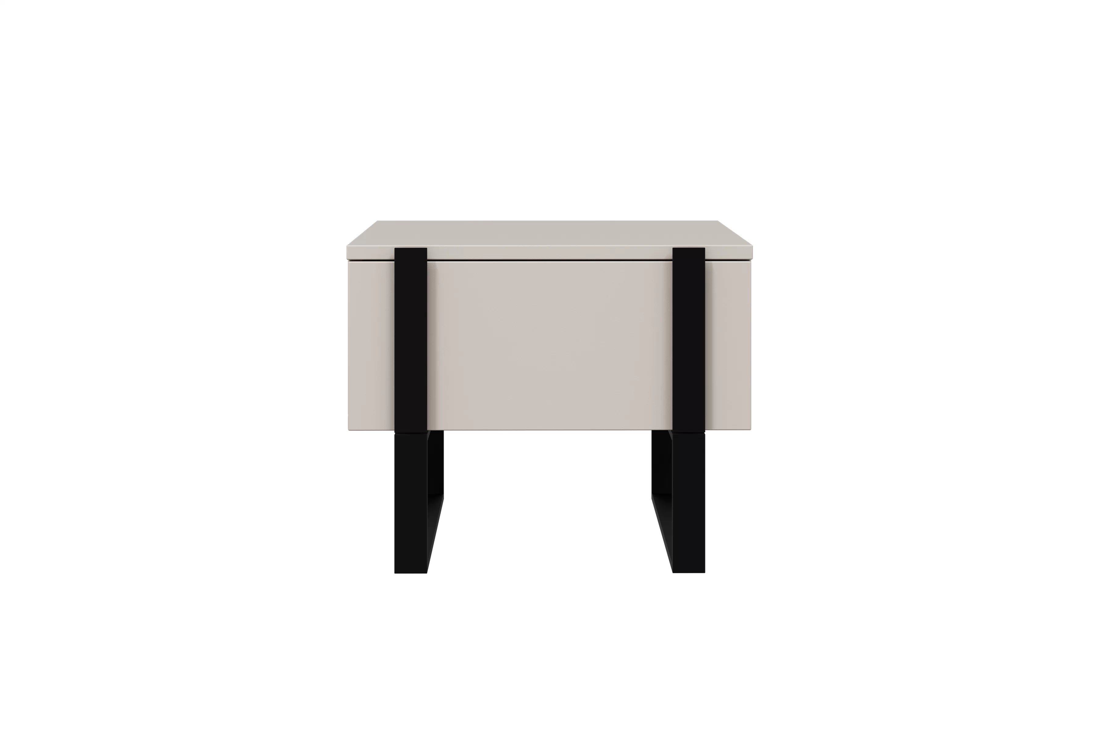 Sada nočních stolků Verica 2 ks - kašmír / černé nožky Komplet Noční stolek stolek Verica se zásuvkami na kovových nohách - kašmír / černá nozki