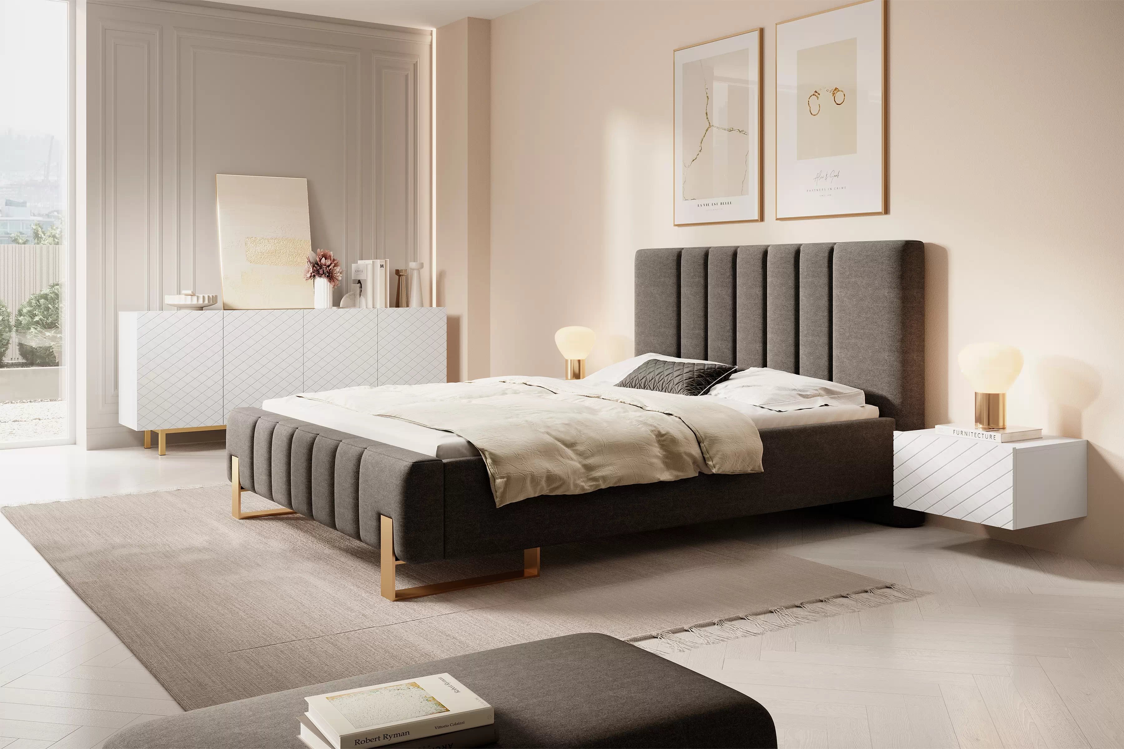 Sada závěsných nočních stolků Scalia 50 1SZ - 2 ks - bílý mat Komplet Noční stolek závěsná Scalia 50 1SZ 2 ks - bílý mat