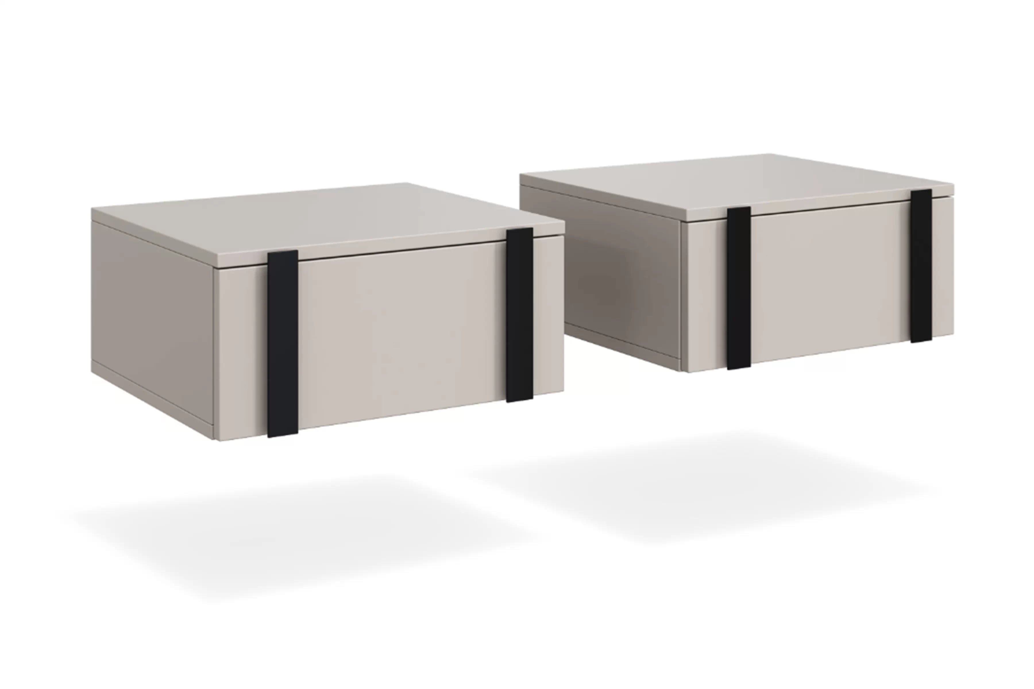 Sada 2 ks závesných nočných stolíkov Verica - kašmír / čierne úchyty - Limitovaná ponuka Komplet Nočný Stolík závesná Verica 2 ks. - kašmír / čierny úchyty - Limitowana ponuka