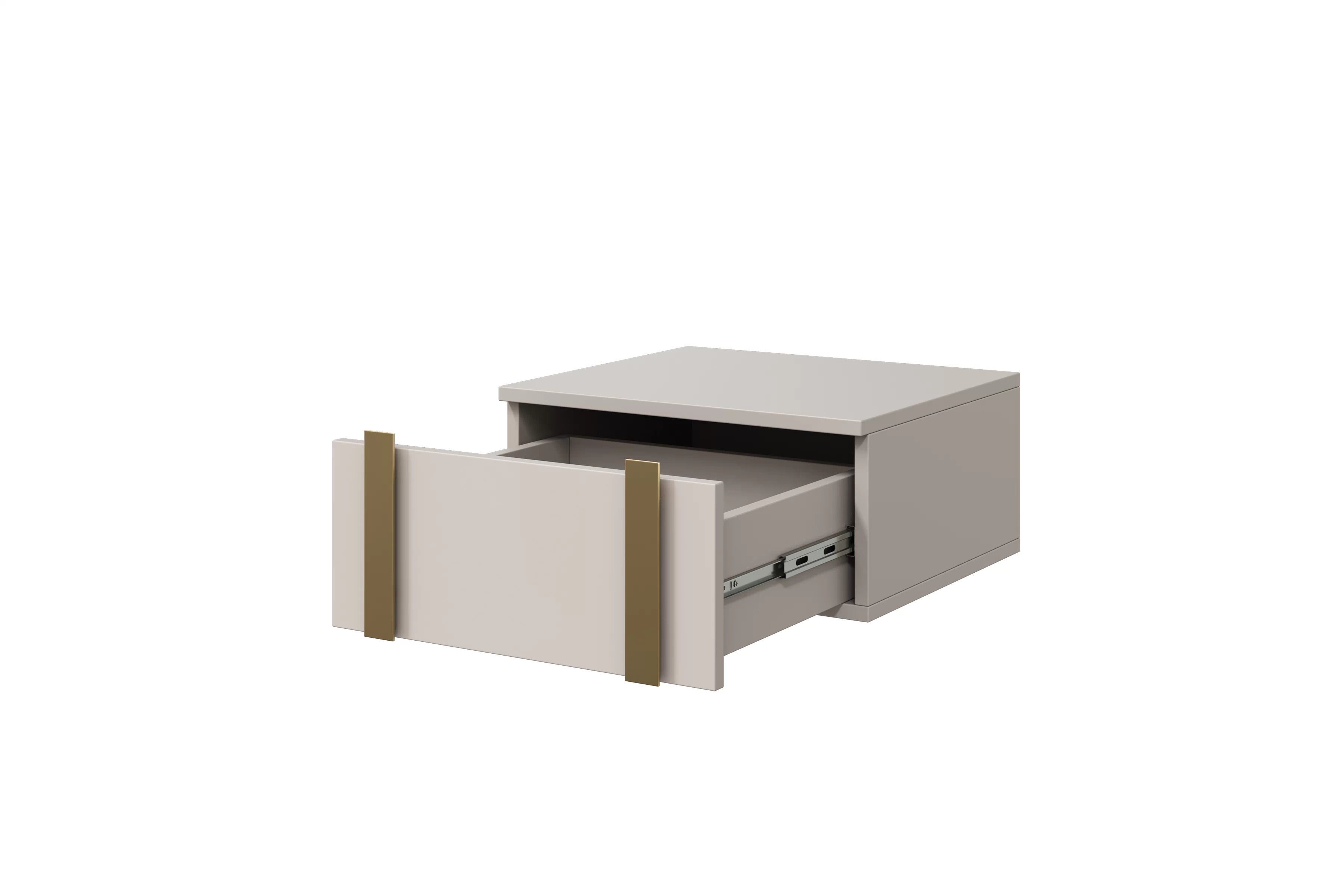 Sada závěsných nočních stolků Verica - 2 ks - kašmír / zlaté úchytky Komplet Noční stolek závěsná Verica 2 ks - kašmír / zlaté Úchytky