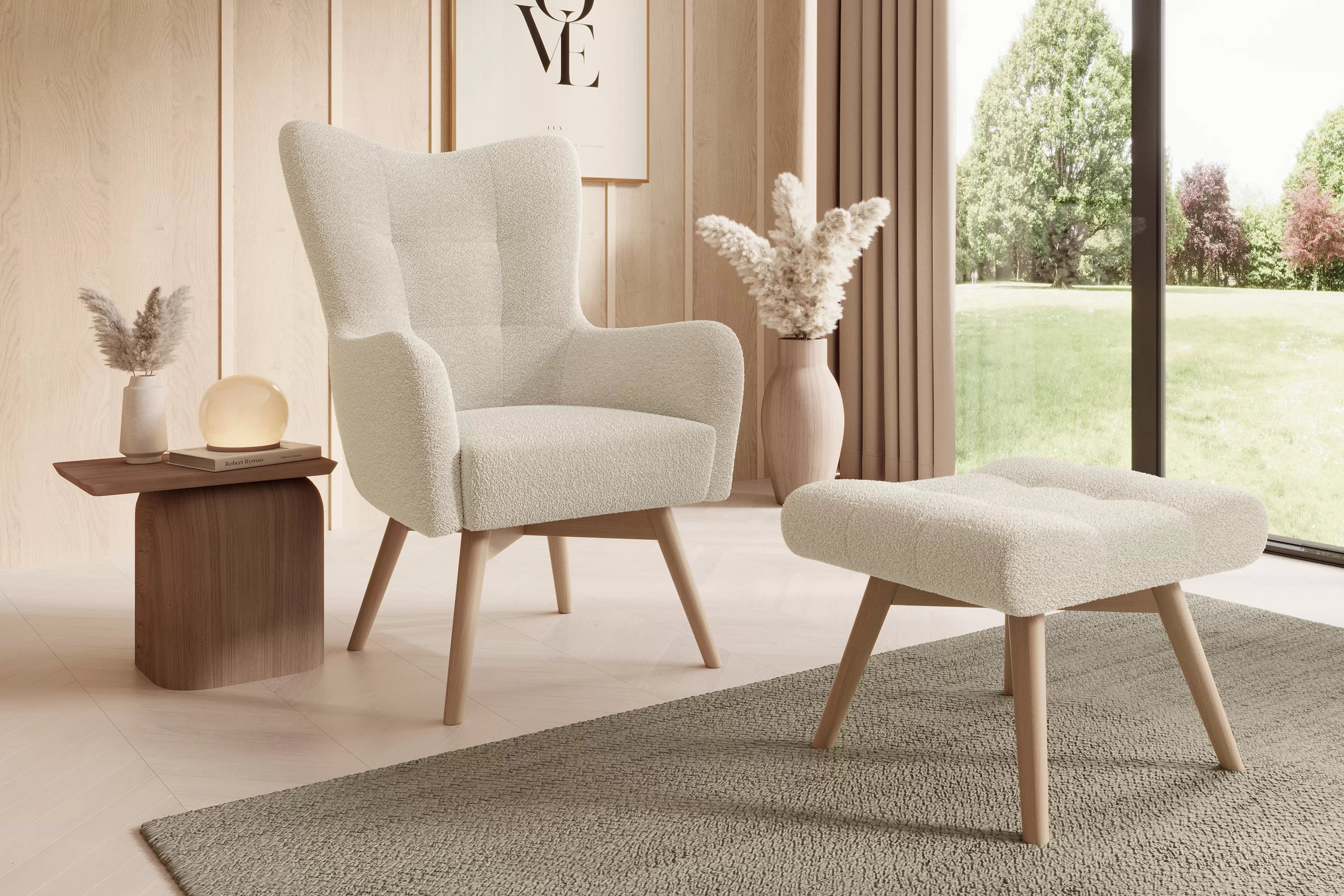 Skandinávský komplet Nordic - křeslo s podnožkou Komplet Ušák skandynawski Nordic - Křeslo z podnozkiem 