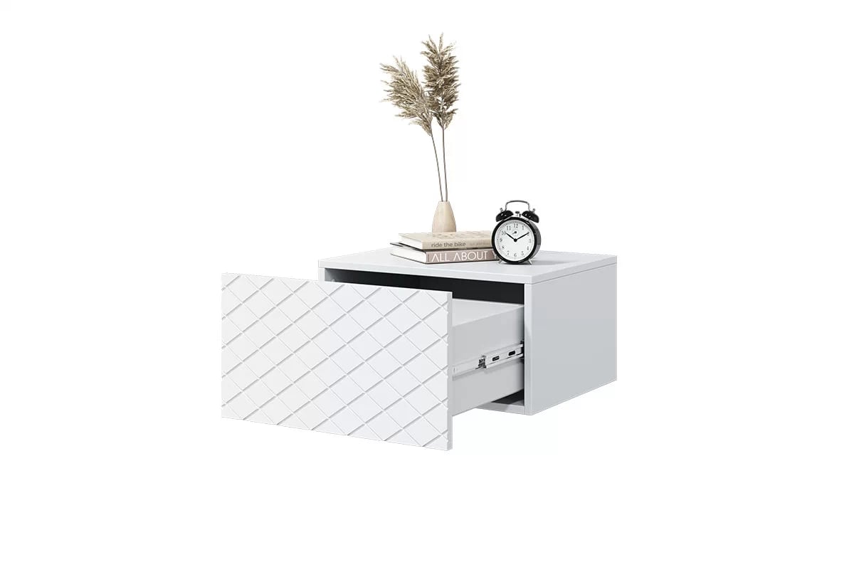 Sada závěsných nočních stolků Scalia 50 1SZ - 2 ks - bílý mat 1 praktická zásuvka