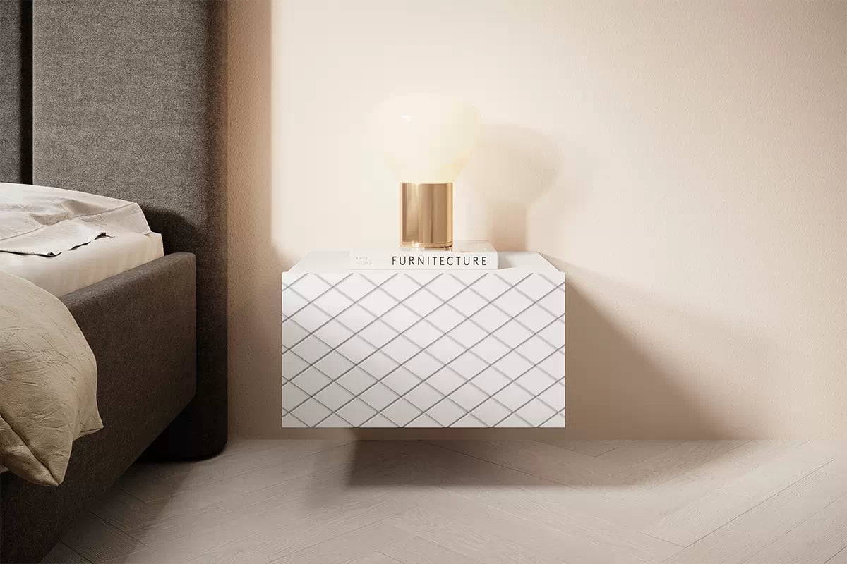 Sada závěsných nočních stolků Scalia 50 1SZ - 2 ks - bílý mat zesztaw szafek nocnych wiszacych